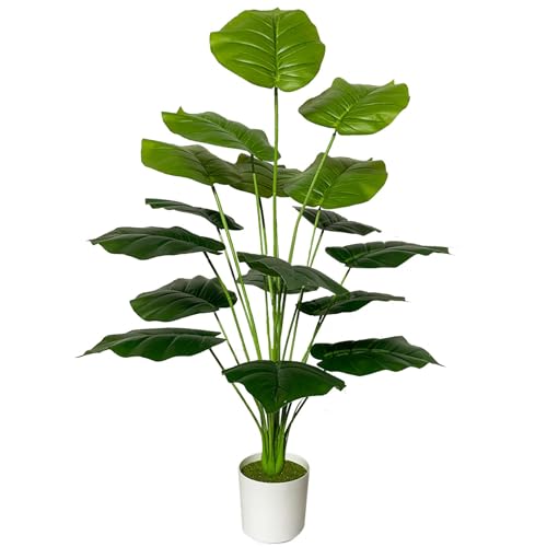 AIVORIUY künstliche Pflanzen im Topf Groß Kunstpflanze Plastik Palme wie Echt mit Kunststoff Blumentopf Fake Plant Dekor für Wohnzimmer Balkon Schlafzimmer Büro Innen (75cm Grüne Palme) von AIVORIUY