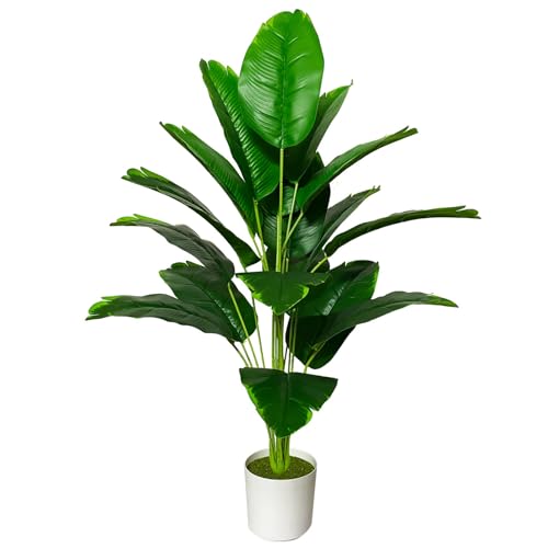 AIVORIUY künstliche Pflanzen im Topf Groß Kunstpflanze Plastik Palme wie Echt mit Kunststoff Blumentopf Fake Plant Dekor für Wohnzimmer Balkon Schlafzimmer Büro Innen (80cm Grüne Banane) von AIVORIUY
