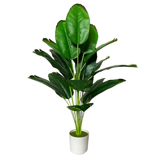 AIVORIUY künstliche Pflanzen im Topf Groß Kunstpflanze Plastik Palme wie Echt mit Kunststoff Blumentopf Fake Plant Dekor für Wohnzimmer Balkon Schlafzimmer Büro Innen (80cm Rote Banane) von AIVORIUY