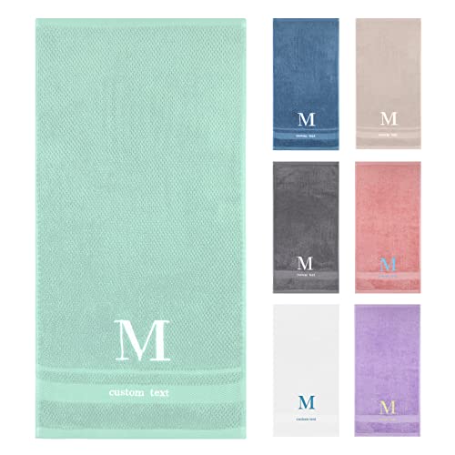 AIVYNA Handtuch mit Namen Bestickt, Personalisierte Handtücher 100% Baumwolle Frottiertücher Bestickt mit Wunschtext,Geschenk Badetuch (34 x 74 cm, grün) von AIVYNA