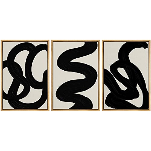 AIVYNA Leinwandbild Wand Bilder Set Duotone Dunkler Pinselstrich Abstraktes Poster Moderne Gemälde Boho Dekorativ Wohnzimmer Schlafzimmer BüRo Rahmenlos-60×80cm×3pcs von AIVYNA