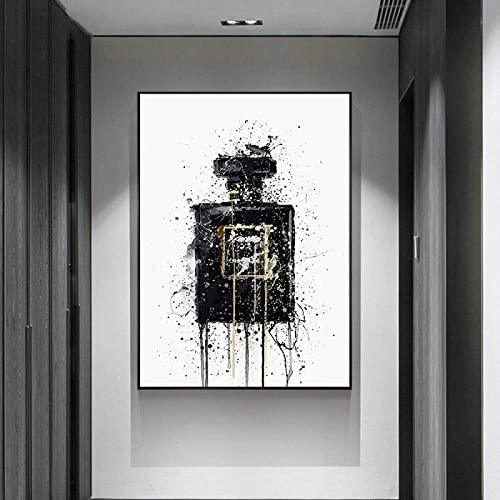 AIVYNA Moderne Abstrakte Gemälde Schwarze ParfüMflasche Leinwand Bild Wand Poster Und Kunstdrucke Abstrakte Bilder FüR Wohnzimmer Wohnkultur Rahmenlos von AIVYNA