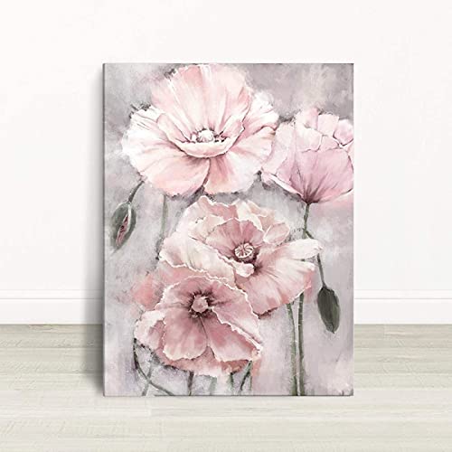 Blumen Leinwand Bild Rosa Grau Blumen Poster Kunstdruckt Wand Bilder Bilder Für Nordische Bauernhaus Badezimmer Wohnzimmer Wohnkultur Rahmenlos 40×60cm von AIVYNA