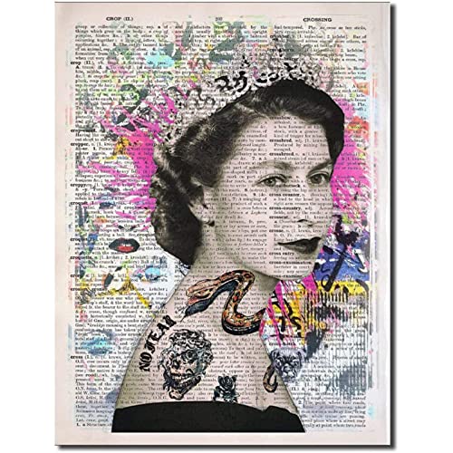 Die Königin Elizabeth II Poster Graffiti-Porträt auf literarischer Wand Pop-Art-Leinwand-Malerei-Druck Elizabeth Ii Kunstdrucke Wohnkultur Bild ohne Rahmen 40×50cm von AIVYNA