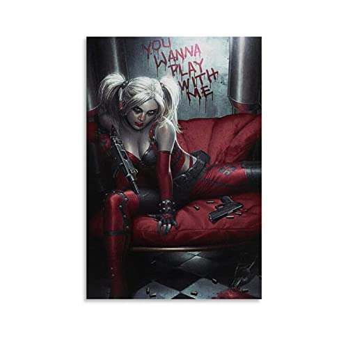 Filmposter Harley Quinn Sexy Kunst Leinwand Poster und Wand Moderner Druck Zeichnung Familie Schlafzimmer Dekor Poster Bild (40 x 60 cm) von AIVYNA