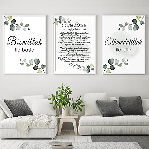 Islam Sofra Duasi Alhamdulillah Muslimin Green Leaf Ramadan Poster Leinwand Malerei Wand Kunstdruck Bild Wohnzimmer Wohnkultur Rahmenlos von AIVYNA