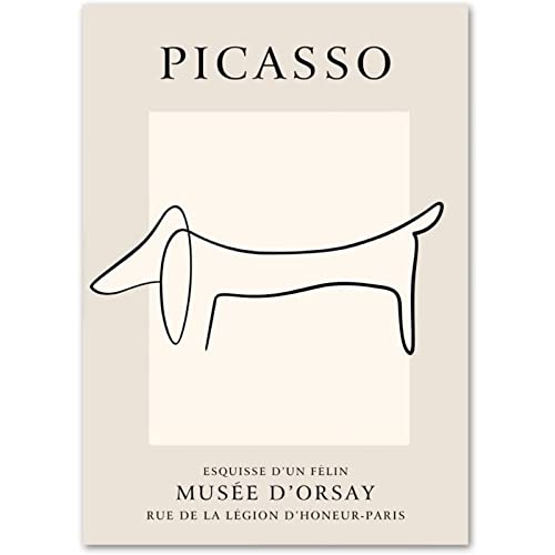 Pablo Picasso Poster Linie Dackel Minimalistische Wand Bilder Picasso Leinwand GemäLde Picasso Kunstdrucke Picasso Bilder Wohnkultur Rahmenlos 30×40cm von AIVYNA