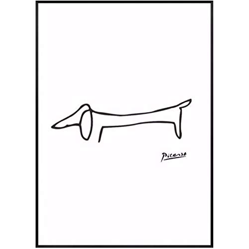 Picasso Hund Strichzeichnung Poster Schwarz Weiß Leinwand GemäLde Minimalistische Abstrakte Wand Bilder Bild Wohnzimmer Wohnkultur Rahmenlos 40×50cm von AIVYNA