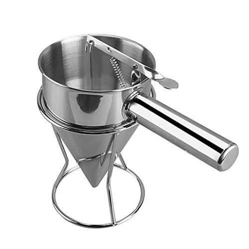 AIWEIYER Edelstahl Kolbentrichter mit Unterstützung Sauce Creme Dosiertrichter Kuchen Desserts machen Trichter Pfannkuchen Teig Spender Kuchen Dessert Kochen Werkzeuge Küche Bäckerei Backen Zubehör von AIWEIYER