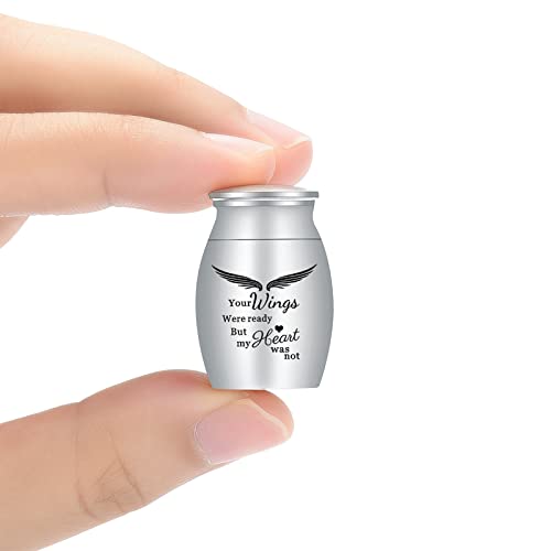 Kleine Urnen Einäscherung Keepsakes für Asche Mini Kremation Urnen für Mensch oder Haustier Asche Urnen Memorial Asche Halter (Flügel-Silber) von AIWENXI