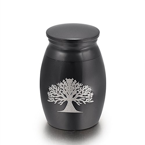 Kleine Urne für Einäscherung - Mini Ascheurne für Mensch oder Haustier - Memorial Aschehalter (Baum-Schwarz) von AIWENXI