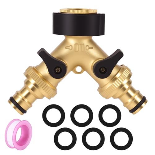 AIWMQYYF 2 Wege Verteiler Wasser 3/4 Zoll, Y-Verteiler für Wasserhahn, Y wasseranschluss verteiler Messing Splitter, Einstellbarer Wasserdurchfluss verwendet für Waschmaschinen, Küchen, Gärten, Rasen AIWMQYYF 2 Wege Verteiler Wasser 3/4 Zoll, Y-Verteiler für Wasserhahn, Y wasseranschluss verteiler Messing Splitter, Einstellbarer Wasserdurchfluss verwendet für Waschmaschinen, Küchen, Gärten, Rasen von AIWMQYYF