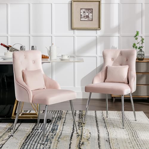 AIWMQYYF Esszimmerstühle 2er Set, Wohnzimmerstuhl Küchenstühle mit Rückenlehne, Moderner Loungesessel, Stühle Esszimmer für Esszimmer, Wohnzimmerstühle (Rosa) von AIWMQYYF