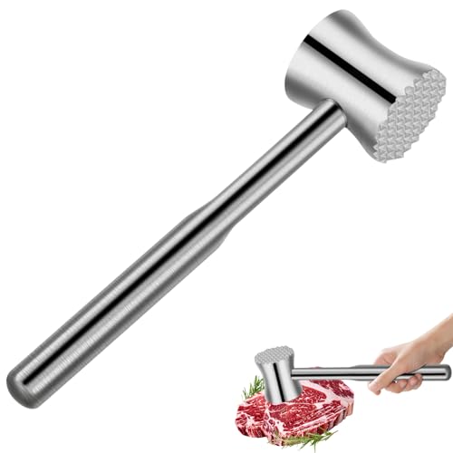 Fleischklopfer, Hammer, Fleischklopfer, Edelstahl, doppelseitig, Küchenfleischhammer zum Zartmachen von Steak, Rind, Muschel, Kalb, Hühnerschnitzel Fleischklopfer, Hammer, Fleischklopfer, Edelstahl, doppelseitig, Küchenfleischhammer zum Zartmachen von Steak, Rind, Muschel, Kalb, Hühnerschnitzel von AIWMQYYF