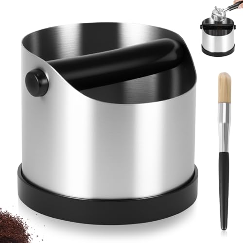 Kaffeesatz Klopfbox, Edelstahl Espresso Klopfbox, Espresso Kaffeebehälter Mahlen Abfalleimer Behälter Espresso Dump Bin Kaffeesatz Behälter mit Kaffeebürste von AIWMQYYF