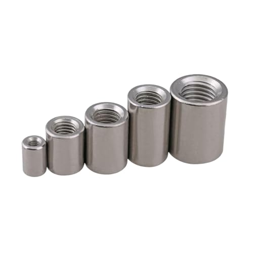 Runde Verbindungsmuttern, runde Kupplungsmuttern M3 M4 M5 M6 M8 M10 M12 M14 M16 304 Edelstahl, verlängerte runde Kupplungsmutter, Verbindungsgewindemutter(M4x8x10(2pcs)) von AIXILAN