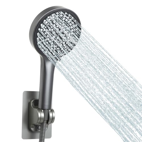 Duschkopf Wassersparend,125mm Duschkopf Groß mit 6 Strahlarten,Turbogeladenes Design Hochdruck, Handbrause Duschbrause für Baden,Sparduschkopf,Regendusche Duschkopf Druckerhöhend,Brausekopf (grau) von AIXMEET