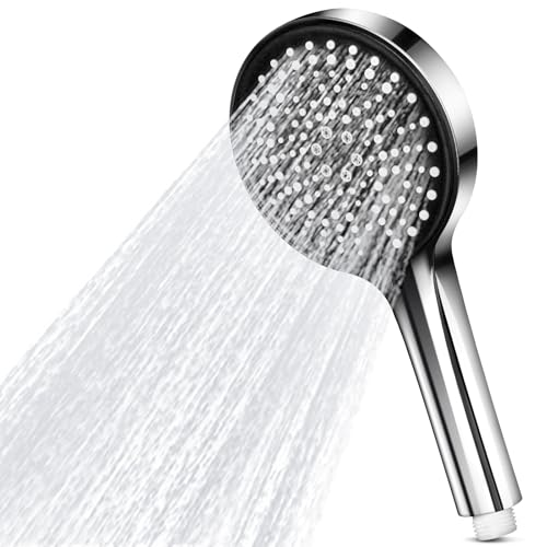 Duschkopf Wassersparend, 125mm Duschkopf Groß mit 6 Strahlarten, Turbogeladenes Design Hochdruck, Handbrause Duschbrause für Baden, Sparduschkopf, Regendusche Duschkopf Druckerhöhend (Silberner) von AIXMEET