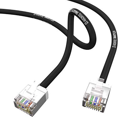 AIXONTEC 0,5 m Cat6 Gigabit Netzwerkkabel geschirmt schwarz dünnes lan kabel mit 4,0 mm Kabeldurchmesser RJ45 Patchkabel flexible FTP Ethernet Cable 250 MHz CAT 5e 6 7 1000 Mbit Router Switch von AIXONTEC