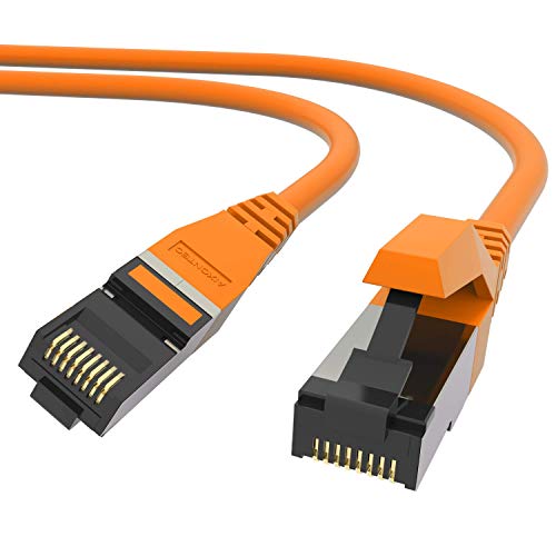 AIXONTEC 1,5 m Profi Netzwerk LAN Kabel Orange, Cat 7 S FTP LEONI Ethernet LAN DSL Daten Kabel, RJ 45 Stecker Patchkabel HIGH SPEED 10 Gigabit Router Power LAN Kabel von AIXONTEC