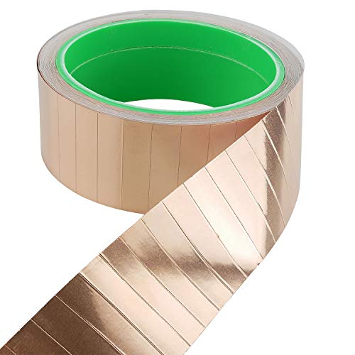 AIXONTEC 10 m 35x9mm Kupferbandstreifen Kupfer Abschirmband ca. 1100 Kupferfolien Fixierung Kabel Kupfer Geflechts copper foil tape beidseitig leitfähig einseitig selbstklebend 10 Meter von AIXONTEC