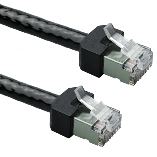 AIXONTEC 10 x 0,35 m Outdoor kurzer RJ45 Stecker Netzwerkkabel Cat.7 S FTP Rohkabel Schwarz HIGH SCREEN FLEX Ethernet LAN Patchkabel 10 Gigabit Außenbereich Industrie Kabel UV-Beständig von AIXONTEC