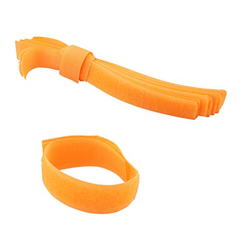 AIXONTEC 10 x Klettband Orange 18,5cm Klett Kabelbinder 12 mm breit Kabelmanager Cable tie Management bunt Wiederverwendbar Klettverschluss – Polyester reißfestem Nylon von AIXONTEC