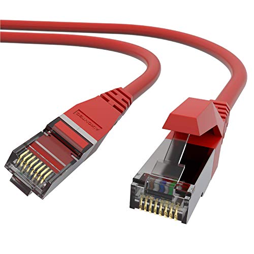 AIXONTEC 10m CAT 6 Netzwerkkabel Rot, Ethernet Gigabit Lan Kabel, RJ45 Stecker Patchkabel geschirmt, DSL Lankabel Gbits, kompatibel zu CAT.5e / CAT.6 / CAT 6A CAT 7, Draka UC 400 Rohkabel von AIXONTEC