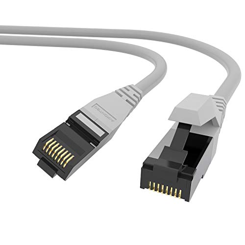 AIXONTEC 12m CAT 6 Crossover Netzwerkkabel Grau, Ethernet Gigabit Lan Kabel, 1000 Mbit/s Internet, RJ45 Stecker Gbits Patchkabel geschirmt, Draka UC 400 Rohkabel von AIXONTEC