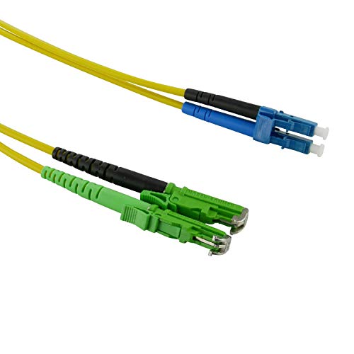 AIXONTEC 2 m LWL Singelmode OS2 Patchkabel mit Original Huber & Suhner E2000 APC zu LC UPC Stecker 9/125 Singlemode Duplex Lichtwellenleiter Glasfaser Fiber Cable LSOH SFP + 10 Gigabit Ethernet von AIXONTEC