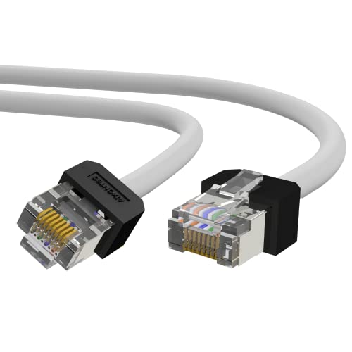 AIXONTEC 2 x 0,3 m RJ45 Netzwerkkabel kurzer RJ-45 Stecker Gigabit Cat.6 Patchkabel Ethernet LAN Kabel geschirmt Grau Schwarz von AIXONTEC