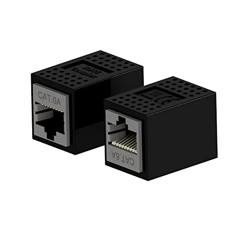 AIXONTEC 2 x Cat.6A RJ 45 Kupplung 500 MhZ 10Gbit RJ-45 Lan Patchkabel Verbinder LAN Netzwerkkabel Verbinder geschirmt Verbindungsmodul RJ45 Koppler Adapter Cat.7 LAN Ethernet Kabel Gehäuse Schwarz von AIXONTEC