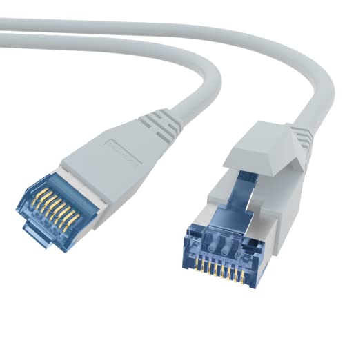 AIXONTEC 20,0 m CAT7 Ethernet Universal LAN Kabel RJ45 Profi 10 GbE Netzwerkkabel Grau 10 Gigabit Megaline F6-90 UV Beständig Cat.6A Hirose TM36 Netzwerkstecker kompatibel zu CAT.5e CAT.6 CAT 7 von AIXONTEC