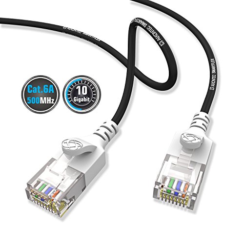 AIXONTEC 20,0 m Cat6 Netzwerkkabel geschirmt schwarz dünnes lan kabel 4,0 mm Kabeldurchmesser flexible 10 gigabit FTP Ethernet Cable 500 MHz CAT 6 Switch Router Patchpannel Access Point von AIXONTEC
