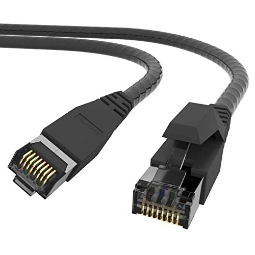 AIXONTEC 20m Outdoor Netzwerkkabel Cat.7 S FTP Rohkabel Schwarz HIGH SCREEN FLEX Ethernet LAN Patchkabel 10 Gigabit Kabel Außenbereich 10000 Mbit/s Industrie Kabel UV-Beständig und Wasserabweisend von AIXONTEC