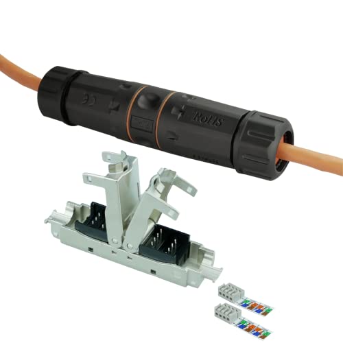 AIXONTEC 2x IP 68 CAT 6A Outdoor Netzwerkkabel Verbinder Cat.6A 10 Gigbit Wasserdicht Verbinder LSA Adapter Lan Netzwerkverbinder Koppler 1:1 Verlängerung Reaktivierung Kupplung Cat.7 Cat.8 Cat.6A von AIXONTEC