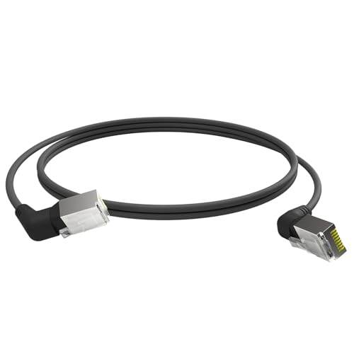 AIXONTEC 360° drehbar Grad Stecker Cat6 Gigabit Ethernet Netzwerkkabel schwarz dünnes lan Kabel 250 MHz für Switch Router Modem Patchpanel Access Point X-box IP Kamera ps4 smart (schwarz, 0.5m) von AIXONTEC