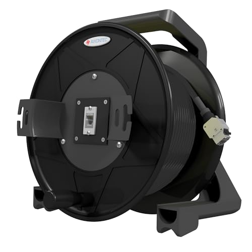 AIXONTEC 50 m OUTDOOR Kabeltrommel RJ45 Cat.6A Netzwerk CABELReel PUR Gummi Schwarz RJ-45 Buchse RJ45 Buchse Cat.7 SFTP 10 GbE Stecker Außenbereich UV-Beständig Wasserabweisend Ethernet Datenkabel von AIXONTEC