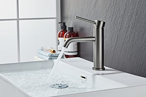 AIYA Bath Design Badarmatur aus Edelstahl | Graphit | Zeitloses und modernes Design aus Dänemark | Einhebelmischer fürs Bad | Waschtischarmatur | Hohe Qualität und Haltbarkeit von AIYA Bath