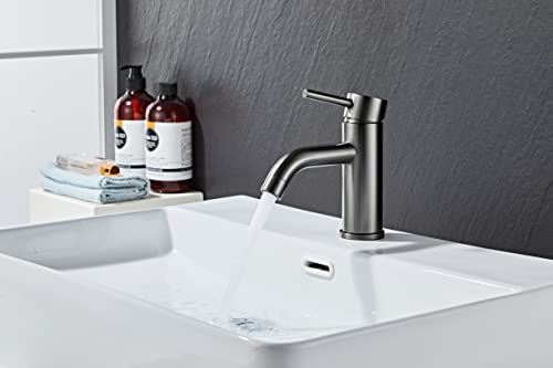 AIYA Bath Design Badarmatur aus Edelstahl | Graphit | Zeitloses und modernes Design aus Dänemark | Einhebelmischer fürs Bad | Waschtischarmatur | Hohe Qualität und Haltbarkeit von AIYA Bath