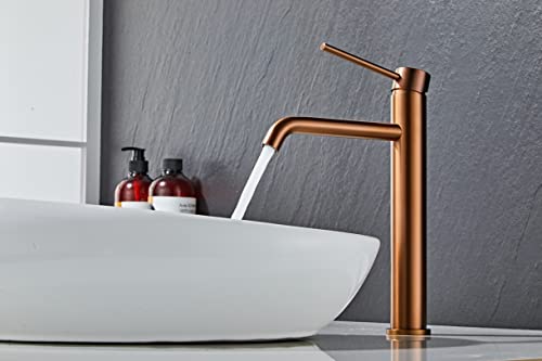 AIYA Bath Design Wasserhahn aus Edelstahl | Kupfer, Hoch | Zeitloses und modernes Design aus Dänemark | Einhandmischer-Wasserhahn fürs Bad | Waschtischarmatur | Hohe Qualität und Haltbarkeit von AIYA Bath