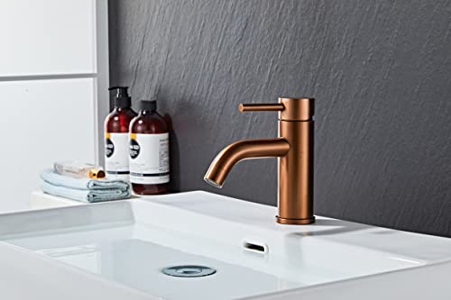 AIYA Bath Design Badarmatur aus Edelstahl | Kupfer | Zeitloses und modernes Design aus Dänemark | Einhebelmischer fürs Bad | Waschtischarmatur | Hohe Qualität und Haltbarkeit von AIYA Bath