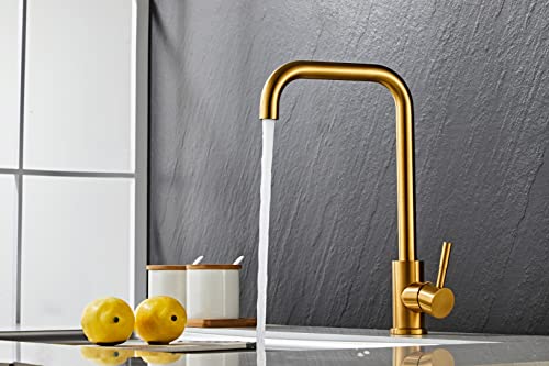 AIYA Bath Küchenarmatur aus Edelstahl | Messing| Eckiger Ablauf | Zeitloses und modernes Design aus Dänemark | Einhebelmischer | Küchenarmatur | Hohe Qualität und Haltbarkeit von AIYA Bath