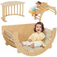 AIYAPLAY 2 in 1 Klettergerüst Set, Kletterbogen aus Holz Indoor Naturholz von AIYAPLAY