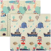 AIYAPLAY Baby Spielmatte Gepolstert Faltbar Reversibel 196x176x1,5 cm Spielteppich Baby XPE Doppelseitig Wasserdicht Multicolor   Aosom von AIYAPLAY