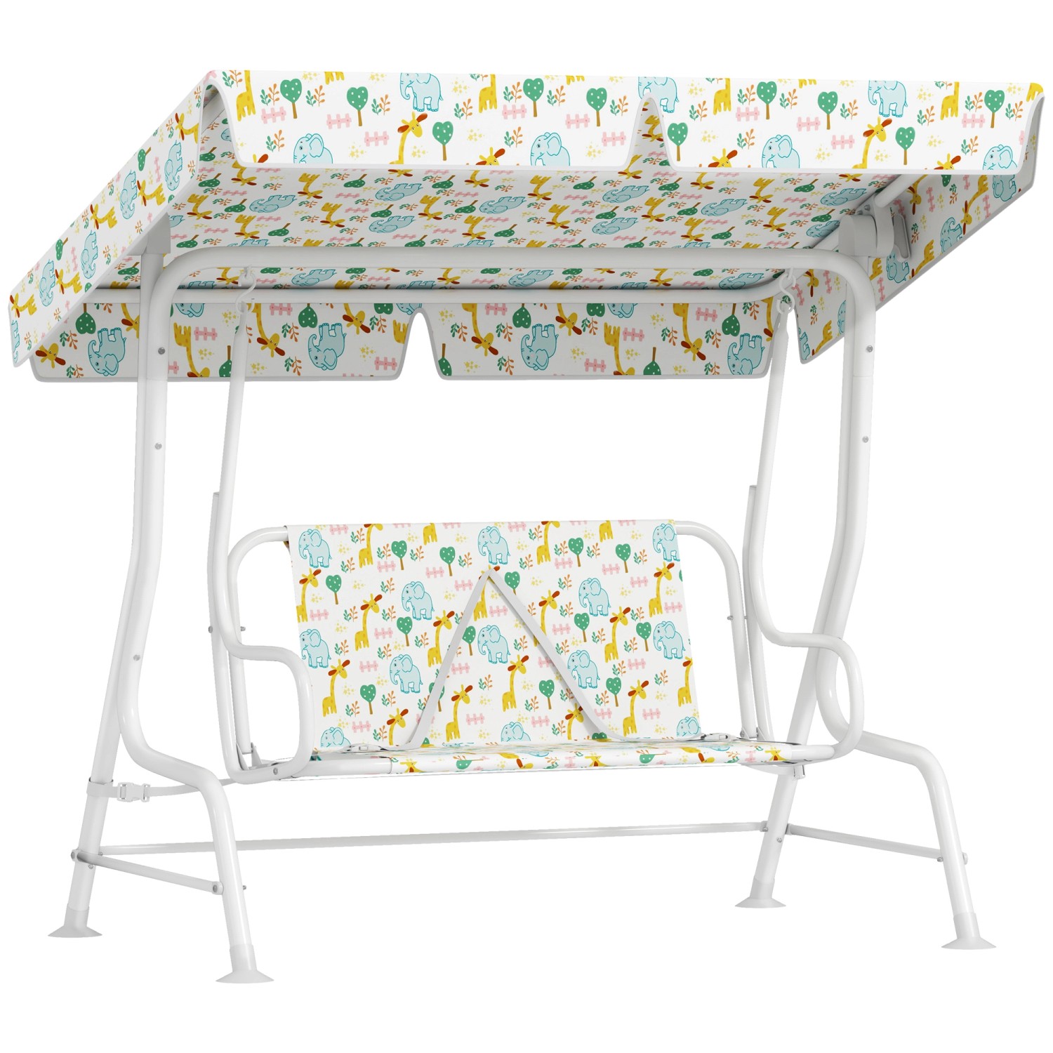AIYAPLAY Doppelsitz Schaukelstuhl Stahl Polyester Weiß 112L x 75B x 120H cm von AIYAPLAY