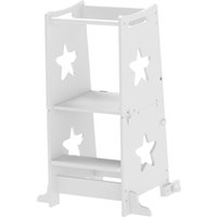AIYAPLAY Kinder Lernturm Kinderstehtisch trapezförmiges Design 2 in 1 für Kinder 3-6 Jahre weiß   Aosom von AIYAPLAY
