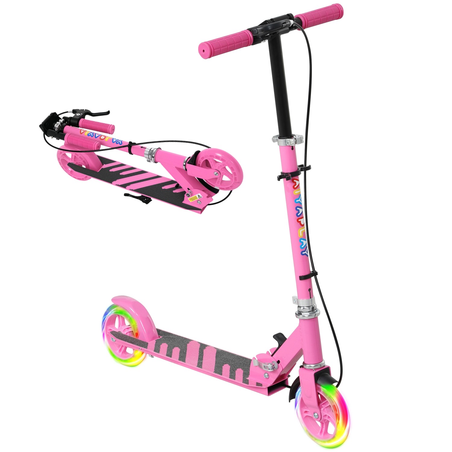 AIYAPLAY Kinder Scooter Kunststoff Polyester Rosa 73L x 36B x 73-89H cm von AIYAPLAY