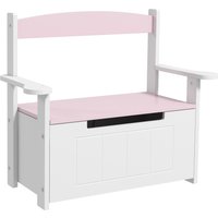 AIYAPLAY Kinder-Sitztruhe mit Stauraum & Soft‑Close, Rückenlehne, 68,5×34×58 cm, Rosa/Weiß   Aosom von AIYAPLAY