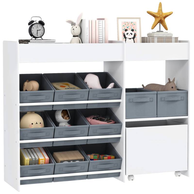 AIYAPLAY Kinderregal  MDF Vliesstoff Weiß 105L x 30B x 80H cm von AIYAPLAY